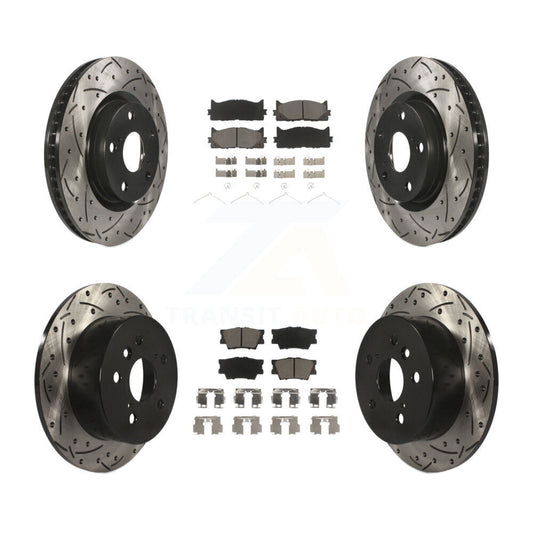 [Avant + Arrière] Kit de disque (percé rainuré revêtu) et plaquette (céramique) de frein pour Toyota Camry Lexus ES350 Avalon KDC-100515