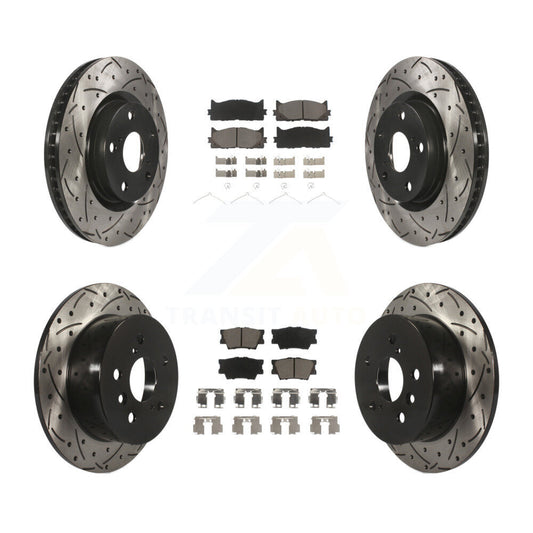 [Avant + Arrière] Kit de disque (percé rainuré revêtu) et plaquette (céramique) de frein pour Toyota Camry Lexus ES350 Avalon ES300h KDC-100516