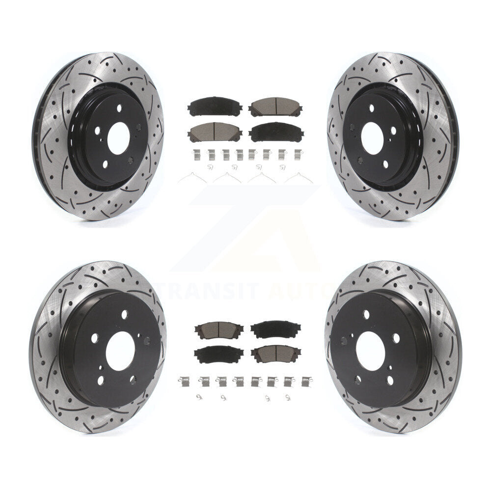 [Avant + Arrière] Kit de disque (percé rainuré revêtu) et plaquette (céramique) de frein pour Toyota Camry Avalon TRD KDC-100517