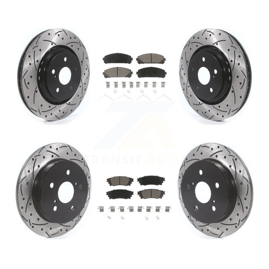 [Avant + Arrière] Kit de disque (percé rainuré revêtu) et plaquette (céramique) de frein pour Toyota Camry Avalon TRD KDC-100517