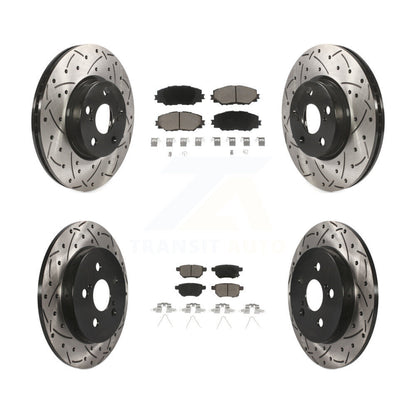 [Avant + Arrière] Kit de disque (percé rainuré revêtu) et plaquette (céramique) de frein pour Toyota Corolla Matrix Pontiac Vibe KDC-100518