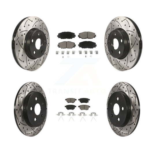[Avant + Arrière] Kit de disque (percé rainuré revêtu) et plaquette (céramique) de frein pour Toyota Corolla Matrix Pontiac Vibe KDC-100518