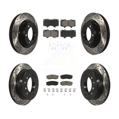 [Avant + Arrière] Kit de disque (percé rainuré revêtu) et plaquette (céramique) de frein pour Toyota 4Runner Lexus GX460 KDC-100519