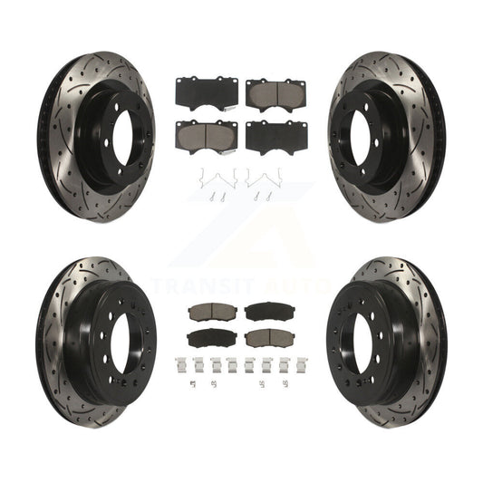 [Avant + Arrière] Kit de disque (percé rainuré revêtu) et plaquette (céramique) de frein pour Toyota 4Runner Lexus GX460 KDC-100519