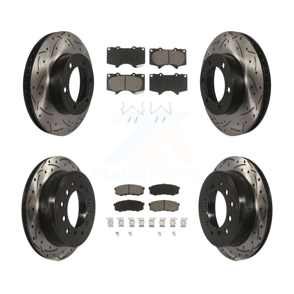[Avant + Arrière] Kit de disque (percé rainuré revêtu) et plaquette (céramique) de frein pour 2010-2014 Toyota FJ Cruiser KDC-100520