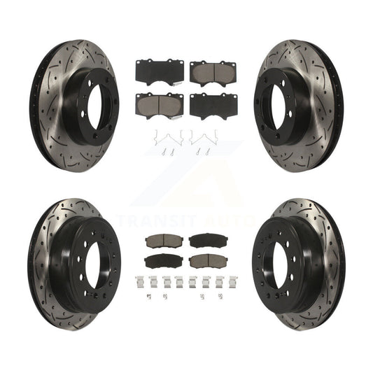 [Avant + Arrière] Kit de disque (percé rainuré revêtu) et plaquette (céramique) de frein pour 2010-2014 Toyota FJ Cruiser KDC-100520