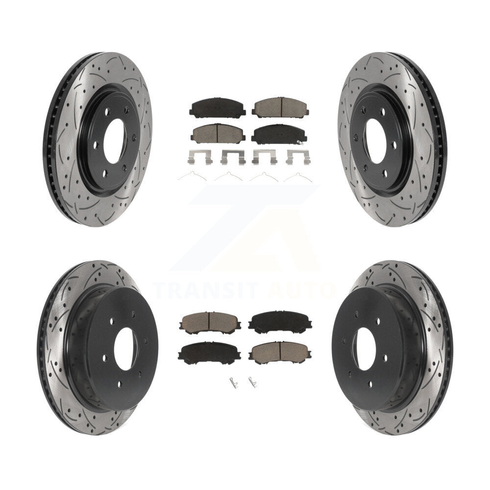 [Avant + Arrière] Kit de disque (percé rainuré revêtu) et plaquette (céramique) de frein pour 2017-2023 Nissan TITAN KDC-100521