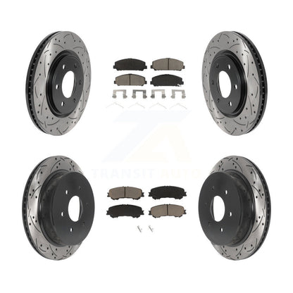[Avant + Arrière] Kit de disque (percé rainuré revêtu) et plaquette (céramique) de frein pour 2017-2023 Nissan TITAN KDC-100521