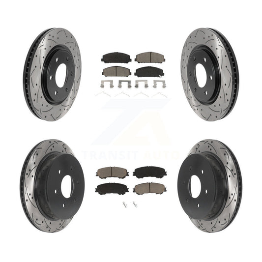 [Avant + Arrière] Kit de disque (percé rainuré revêtu) et plaquette (céramique) de frein pour 2017-2023 Nissan TITAN KDC-100521