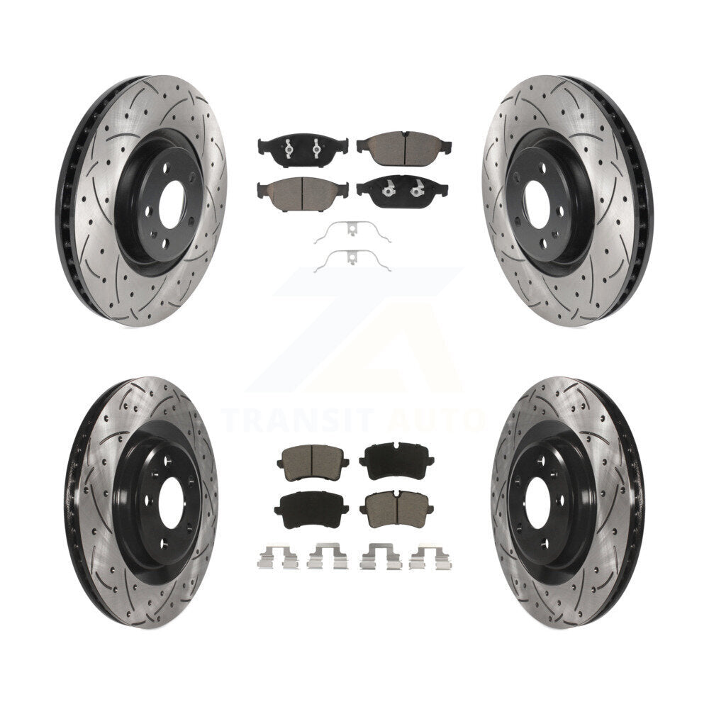 [Avant + Arrière] Kit de disque (percé rainuré revêtu) et plaquette (céramique) de frein pour Audi A6 Quattro A7 KDC-100524