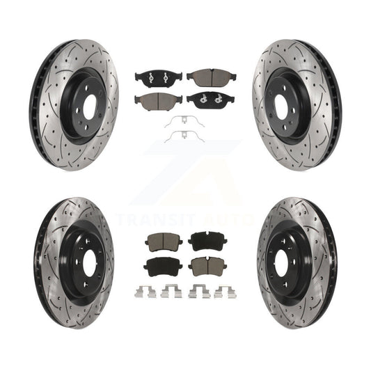 [Avant + Arrière] Kit de disque (percé rainuré revêtu) et plaquette (céramique) de frein pour Audi A6 Quattro A7 KDC-100524