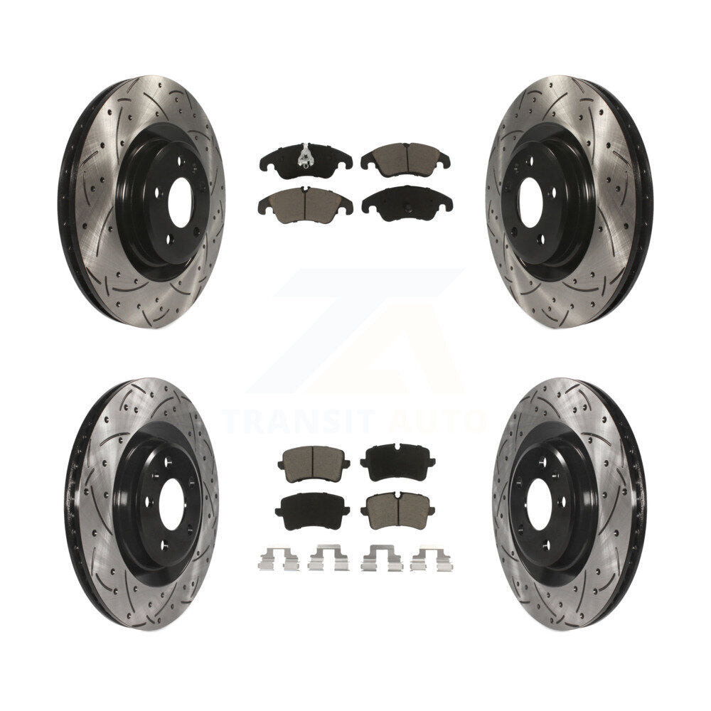 [Avant + Arrière] Kit de disque (percé rainuré revêtu) et plaquette (céramique) de frein pour Audi A6 Quattro A7 KDC-100525