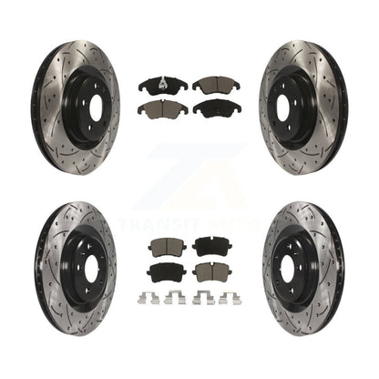 [Avant + Arrière] Kit de disque (percé rainuré revêtu) et plaquette (céramique) de frein pour Audi A6 Quattro A7 KDC-100525