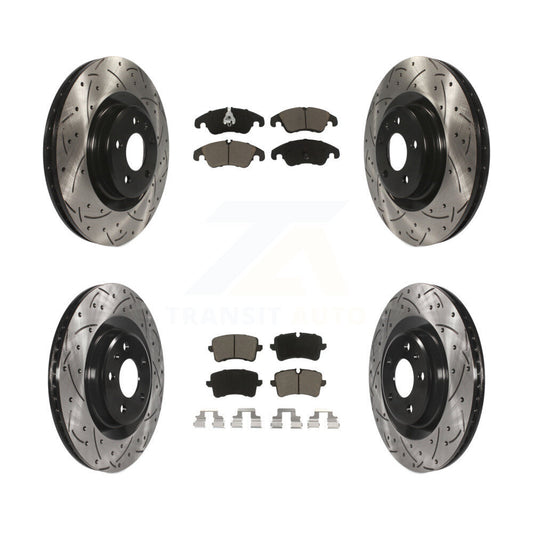 [Avant + Arrière] Kit de disque (percé rainuré revêtu) et plaquette (céramique) de frein pour Audi A6 Quattro A7 KDC-100525