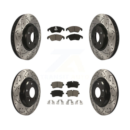 [Avant + Arrière] Kit de disque (percé rainuré revêtu) et plaquette (céramique) de frein pour 2013 Audi A6 avec 320mm Diameter Rotor KDC-100526