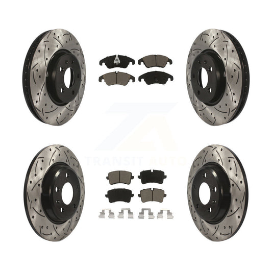 [Avant + Arrière] Kit de disque (percé rainuré revêtu) et plaquette (céramique) de frein pour 2013 Audi A6 avec 320mm Diameter Rotor KDC-100526