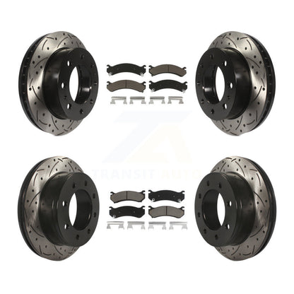 [Avant + Arrière] Kit de disque (percé rainuré revêtu) et plaquette (céramique) de frein pour Chevrolet Silverado 2500 HD GMC Sierra 3500 Classic Suburban Yukon XL Avalanche KDC-100528