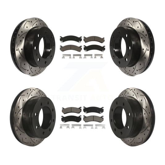 [Avant + Arrière] Kit de disque (percé rainuré revêtu) et plaquette (céramique) de frein pour Chevrolet Silverado 2500 HD GMC Sierra 3500 Classic Suburban Yukon XL Avalanche KDC-100528