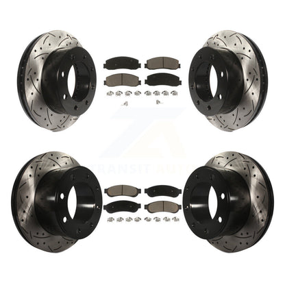 [Avant + Arrière] Kit de disque (percé rainuré revêtu) et plaquette (céramique) de frein pour Ford F-250 Super Duty F-350 4WD KDC-100529