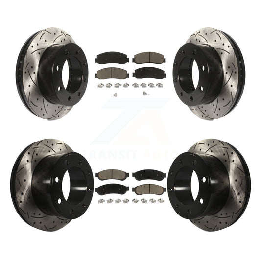 [Avant + Arrière] Kit de disque (percé rainuré revêtu) et plaquette (céramique) de frein pour Ford F-250 Super Duty F-350 4WD KDC-100529