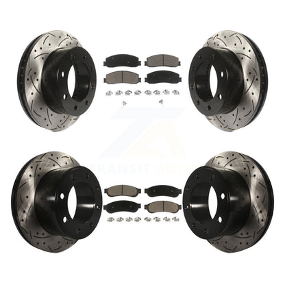 [Avant + Arrière] Kit de disque (percé rainuré revêtu) et plaquette (céramique) de frein pour Ford F-250 Super Duty F-350 avec Single Wheels 4WD KDC-100530