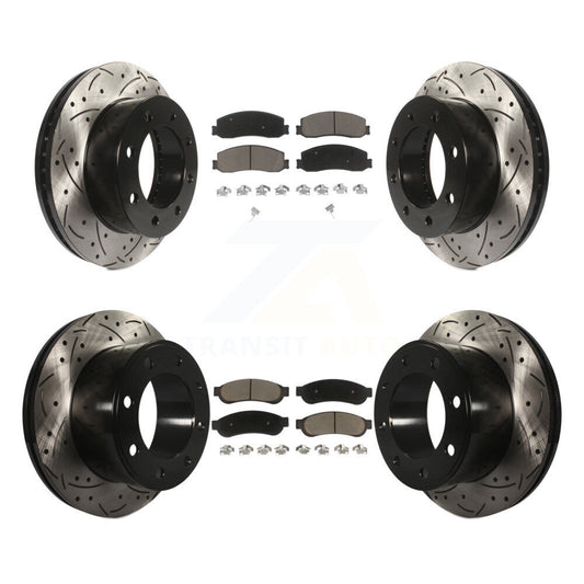 [Avant + Arrière] Kit de disque (percé rainuré revêtu) et plaquette (céramique) de frein pour Ford F-250 Super Duty F-350 avec Single Wheels 4WD KDC-100530
