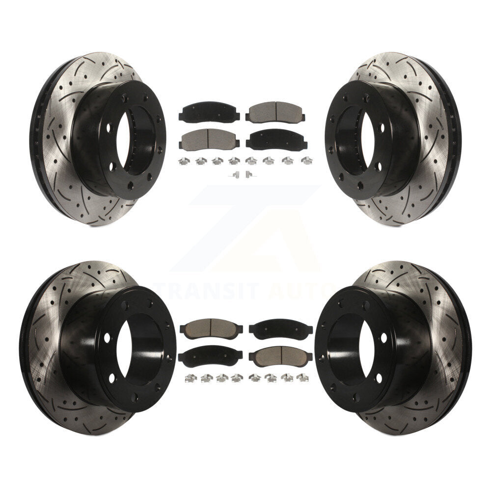 [Avant + Arrière] Kit de disque (percé rainuré revêtu) et plaquette (céramique) de frein pour 2008-2009 Ford F-250 Super Duty 4WD KDC-100531