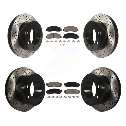 [Avant + Arrière] Kit de disque (percé rainuré revêtu) et plaquette (céramique) de frein pour 2008-2009 Ford F-250 Super Duty 4WD KDC-100531