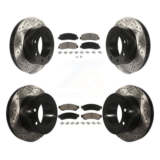 [Avant + Arrière] Kit de disque (percé rainuré revêtu) et plaquette (céramique) de frein pour 2008-2009 Ford F-250 Super Duty 4WD KDC-100531