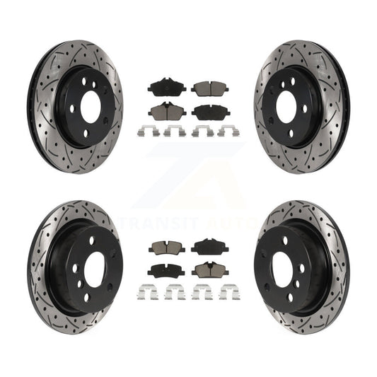 [Avant + Arrière] Kit de disque (percé rainuré revêtu) et plaquette (céramique) de frein pour Mini Cooper KDC-100532