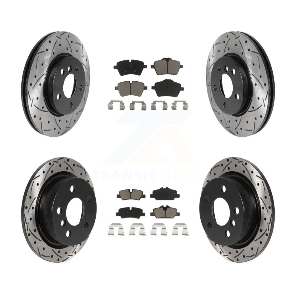 [Avant + Arrière] Kit de disque (percé rainuré revêtu) et plaquette (céramique) de frein pour Mini Cooper KDC-100533