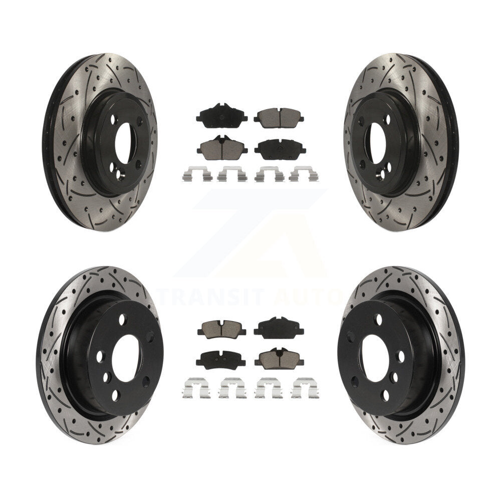 [Avant + Arrière] Kit de disque (percé rainuré revêtu) et plaquette (céramique) de frein pour 2015 Mini Cooper 2.0L 1.5L avec 280mm Diameter Rotor KDC-100535