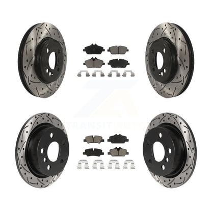 [Avant + Arrière] Kit de disque (percé rainuré revêtu) et plaquette (céramique) de frein pour 2015 Mini Cooper 2.0L 1.5L avec 280mm Diameter Rotor KDC-100535