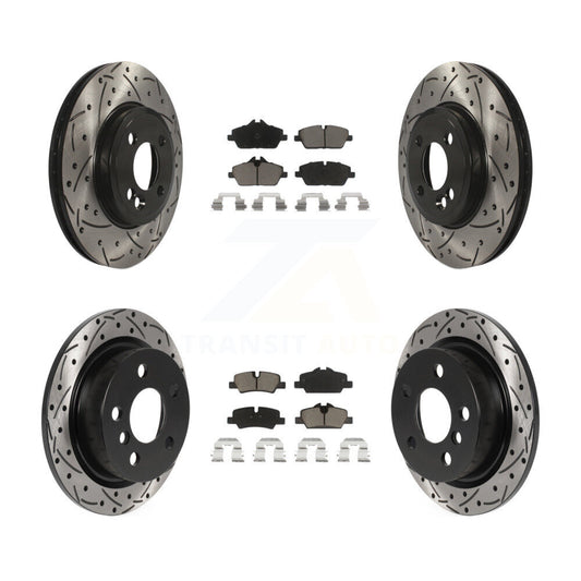 [Avant + Arrière] Kit de disque (percé rainuré revêtu) et plaquette (céramique) de frein pour 2015 Mini Cooper 2.0L 1.5L avec 280mm Diameter Rotor KDC-100535