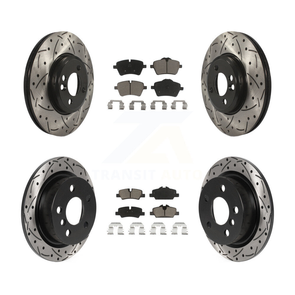[Avant + Arrière] Kit de disque (percé rainuré revêtu) et plaquette (céramique) de frein pour 2015 Mini Cooper 2.0L 1.5L avec 294mm Diameter Rotor KDC-100536