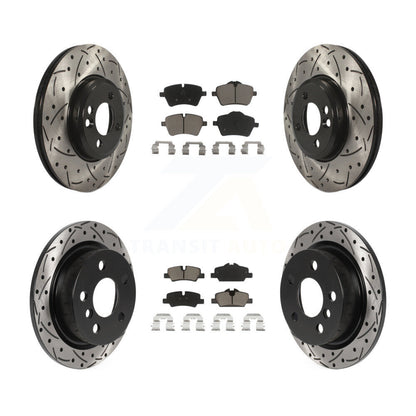 [Avant + Arrière] Kit de disque (percé rainuré revêtu) et plaquette (céramique) de frein pour 2015 Mini Cooper 2.0L 1.5L avec 294mm Diameter Rotor KDC-100536