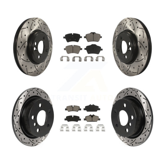 [Avant + Arrière] Kit de disque (percé rainuré revêtu) et plaquette (céramique) de frein pour 2015 Mini Cooper 2.0L 1.5L avec 294mm Diameter Rotor KDC-100536