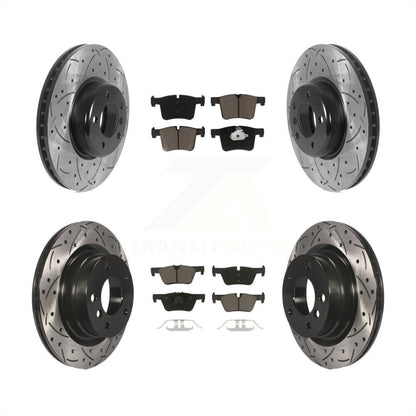 [Avant + Arrière] Kit de disque (percé rainuré revêtu) et plaquette (céramique) de frein pour 2017 BMW 328d avec 340mm Diameter Rotor KDC-100538 par Transit Auto