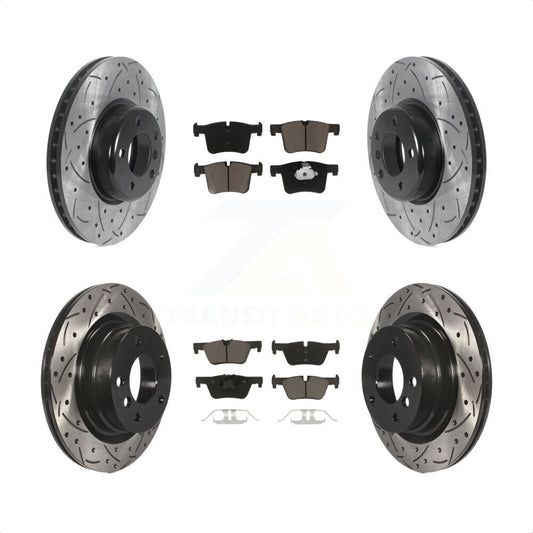 [Avant + Arrière] Kit de disque (percé rainuré revêtu) et plaquette (céramique) de frein pour 2017 BMW 328d avec 340mm Diameter Rotor KDC-100538 par Transit Auto