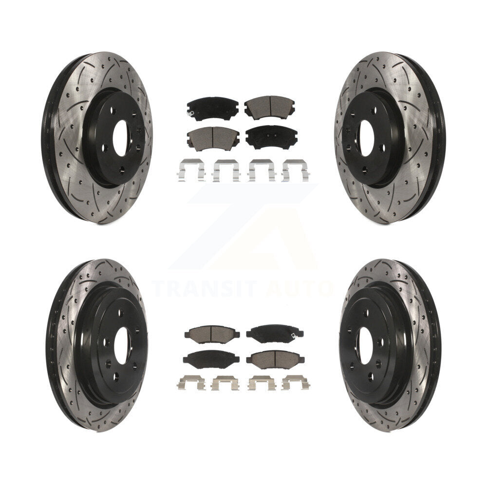 [Avant + Arrière] Kit de disque (percé rainuré revêtu) et plaquette (céramique) de frein pour 2010-2015 Chevrolet Camaro LT LS KDC-100539