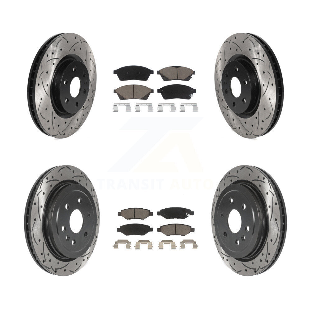 [Avant + Arrière] Kit de disque (percé rainuré revêtu) et plaquette (céramique) de frein pour Cadillac SRX Saab 9-4X KDC-100540