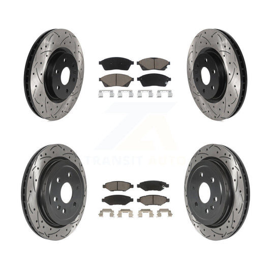 [Avant + Arrière] Kit de disque (percé rainuré revêtu) et plaquette (céramique) de frein pour Cadillac SRX Saab 9-4X KDC-100540