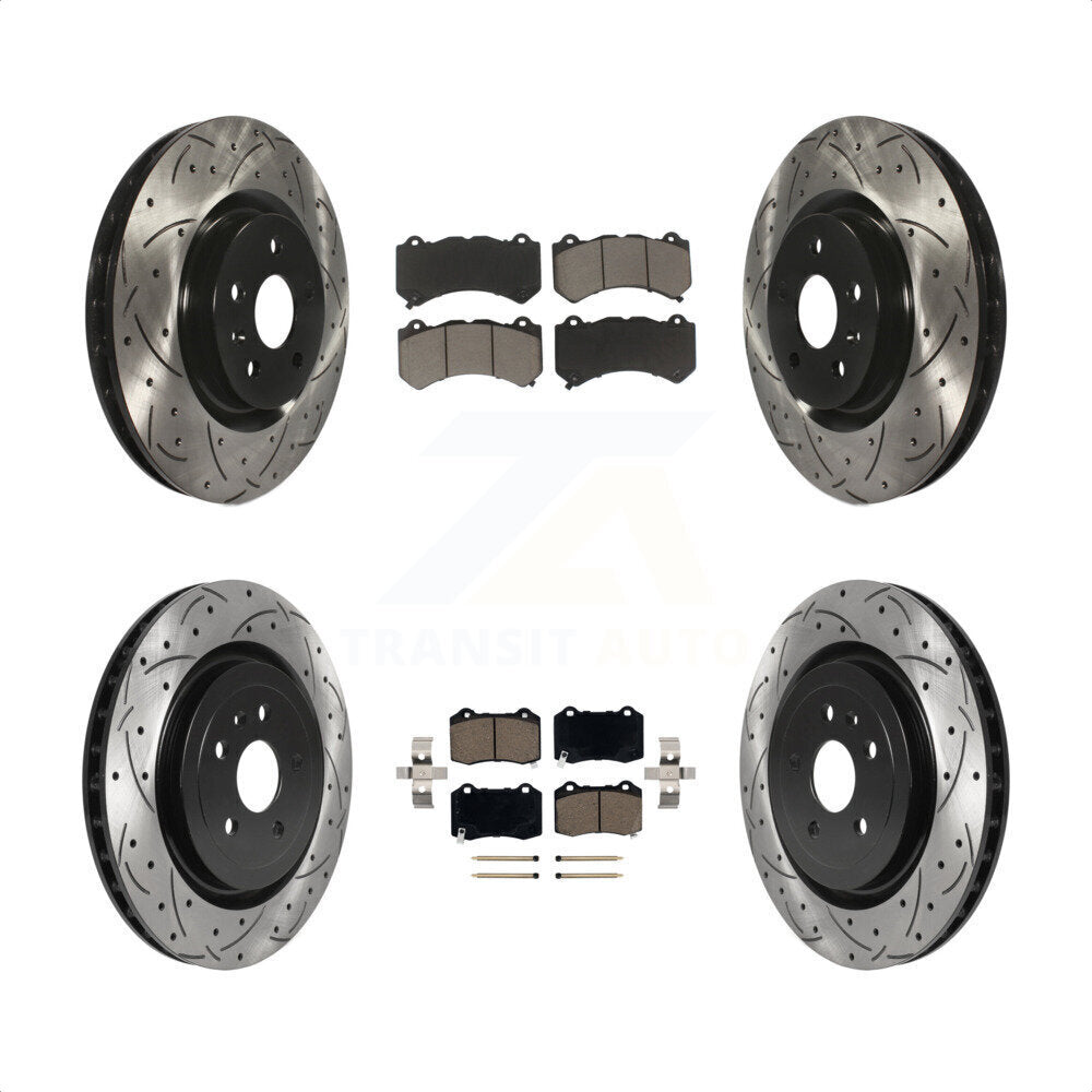[Avant + Arrière] Kit de disque (percé rainuré revêtu) et plaquette (céramique) de frein pour 2014 Chevrolet Camaro ZL1 KDC-100541 par Transit Auto