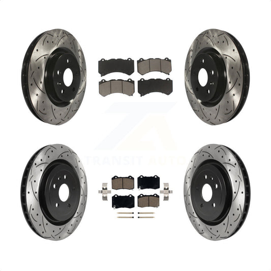 [Avant + Arrière] Kit de disque (percé rainuré revêtu) et plaquette (céramique) de frein pour 2014 Chevrolet Camaro ZL1 KDC-100541 par Transit Auto