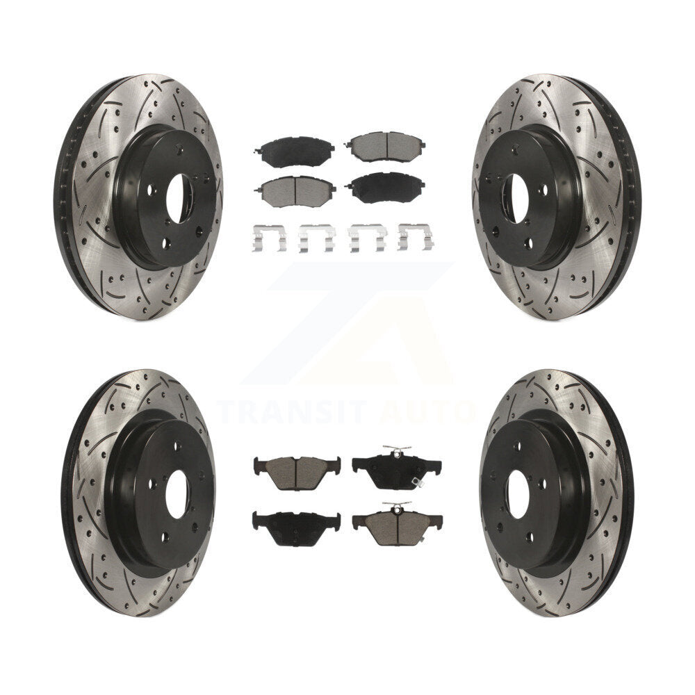 [Avant + Arrière] Kit de disque (percé rainuré revêtu) et plaquette (céramique) de frein pour 2015 Subaru Legacy 2.5L KDC-100543