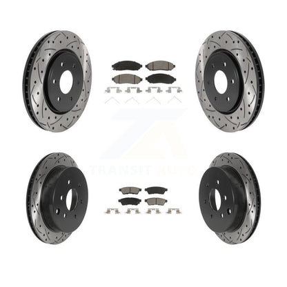 [Avant + Arrière] Kit de disque (percé rainuré revêtu) et plaquette (céramique) de frein pour Nissan Frontier Xterra Suzuki Equator KDC-100545