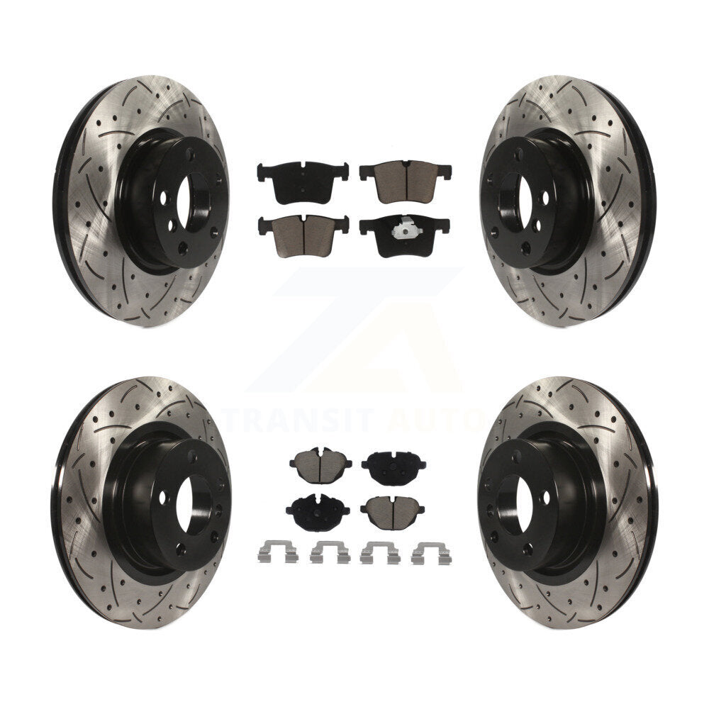[Avant + Arrière] Kit de disque (percé rainuré revêtu) et plaquette (céramique) de frein pour BMW X3 X4 KDC-100547