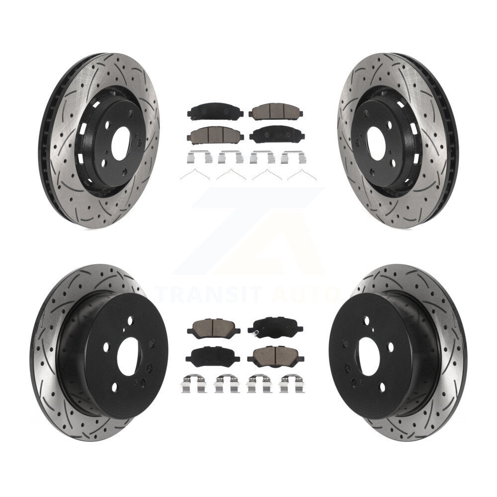[Avant + Arrière] Kit de disque (percé rainuré revêtu) et plaquette (céramique) de frein pour 2009-2016 Toyota Venza KDC-100556