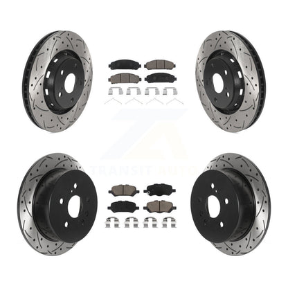 [Avant + Arrière] Kit de disque (percé rainuré revêtu) et plaquette (céramique) de frein pour 2009-2016 Toyota Venza KDC-100556