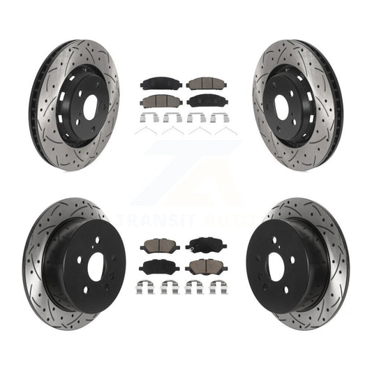 [Avant + Arrière] Kit de disque (percé rainuré revêtu) et plaquette (céramique) de frein pour 2009-2016 Toyota Venza KDC-100556